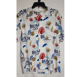 busch light collared button down short sleeve shirt medium